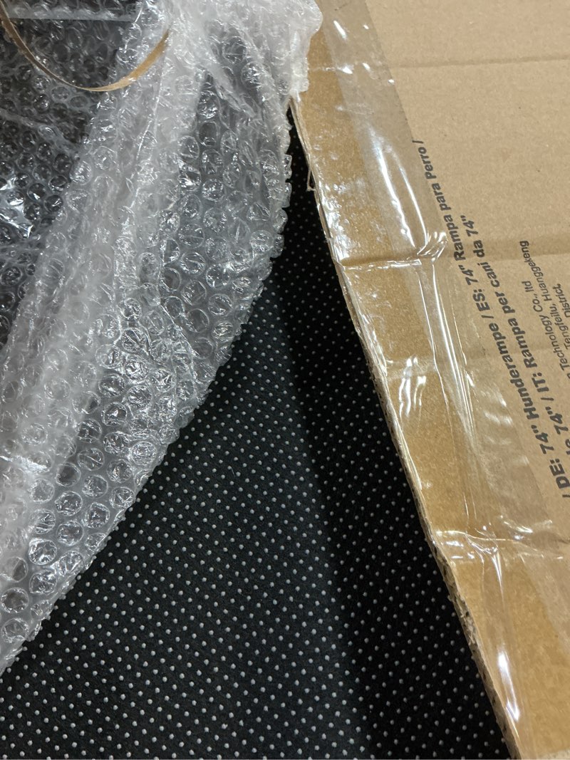 Condition photo showing item condition for 74'' L & 20'' W Longest Dog Ramp for Car - Extra Wide Portable Pet Dog Ramps for Large Dogs, Dogs Cars Ramp for Car SUV/Truck/RV/Bed, Lightweight Ramps with Non-Slip Mesh Up to 250LBS, Black