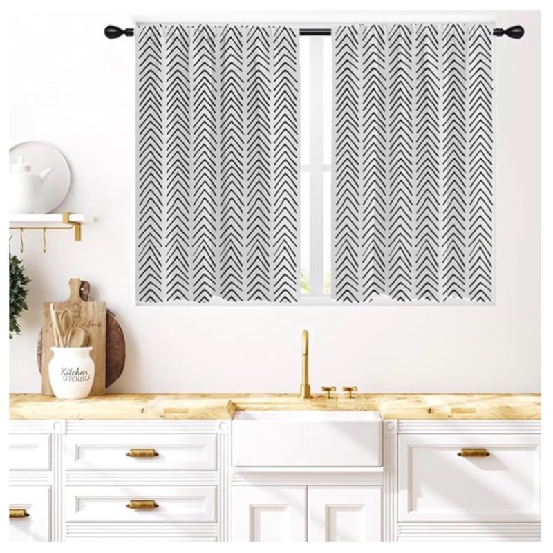 coxila black and white window curtains for bedroom 42 x 63 inch rod pocket chevron geometric abstrac