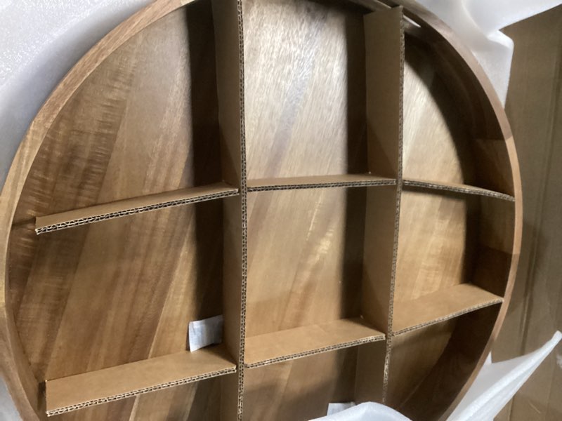 Condition photo showing Good Condition for wooden serving tray with handles 22 inch extra large round ottoman tray acacia large wood trays ottoman living room wooden trays 22? round tray