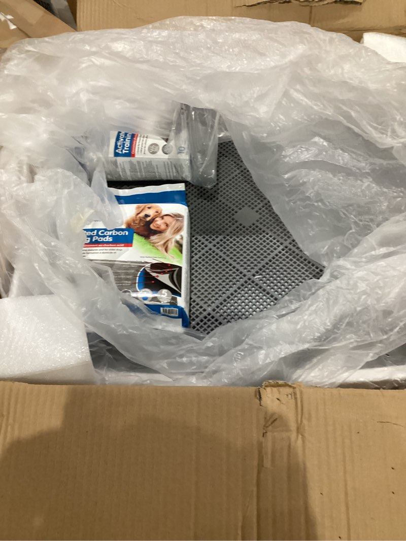 Condition photo showing New/Like New for all for paws pee pad holder, xl dog litter box, puppy pads holder, puppy potty tray for small/medium/large dog potty training, 25" x 25"