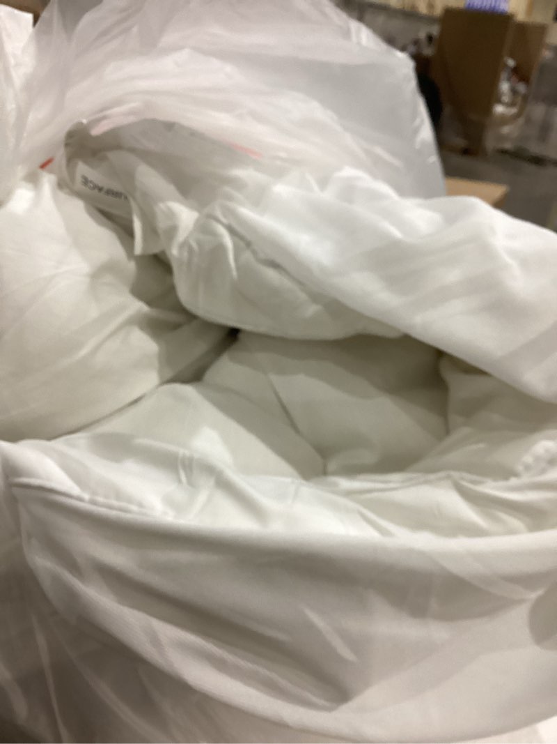 Condition photo showing As Is for cohomemmattress topper extra thick cooling mattress pad 400tc cotton top plush down alternative fill pillow top mattress cover with 8-21 inch deep pocket (60x80 inches, white-classic) white - classic queen