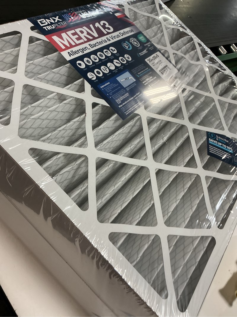 Condition photo showing New/Like New for bnx trufilter 20x25x5 (19.88’’ x 24.88’’ x 4.38‘’ honeywell compatible 4”) merv 13 air filter (2-pack) - made in usa - hvac ac furnace filters health, allergies, mold, bacteria, smoke, mpr 1900 fpr 10 20x25x5 2-pack (honeywell compatible)