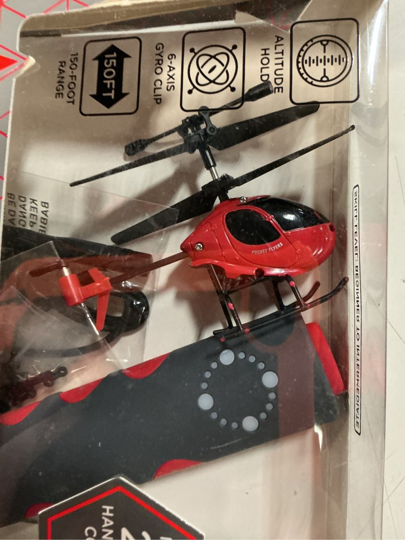 Condition photo showing As Is for voyage aeronautics micro rc helicopter pocket flyer for kids and adults, gesture control, red