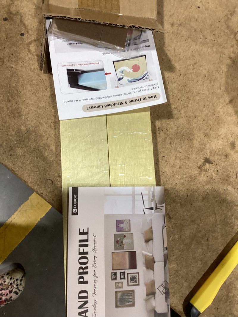 Condition photo showing New/Like New for floating frame for 16x24 canvas paintings, diy metal modern canvas floater frame with 1.5" deep for oil paintings portrait landscape living room bedroom home office wall art decor (gold) 16x24" gold