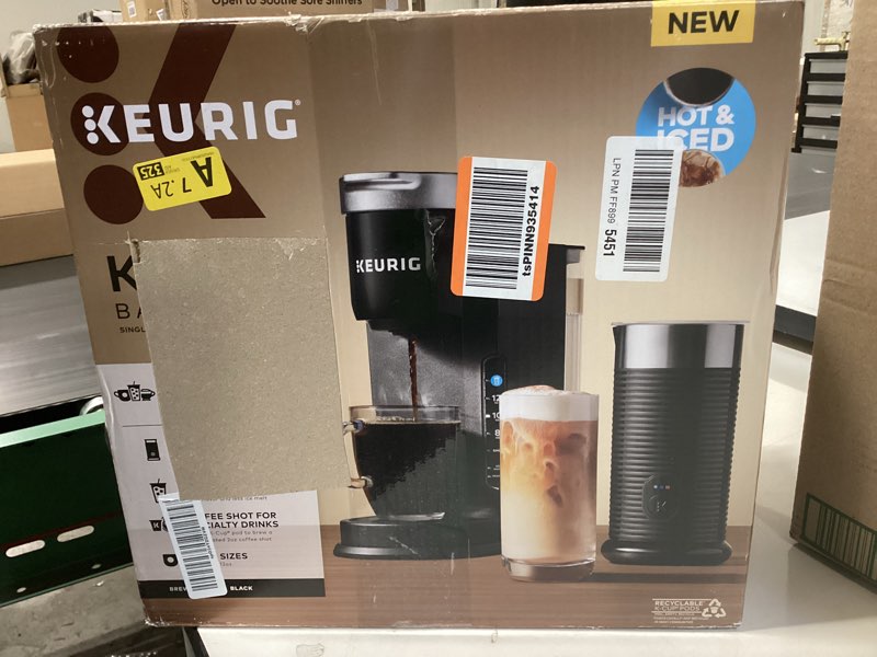 Condition photo showing New/Like New for Keurig K-Café Barista Bar Single Serve Coffee Maker, with 3 Brew Sizes, Hot and Cold Coffee Capabilities, 2oz Coffee Shot Button, Black (Renewed)