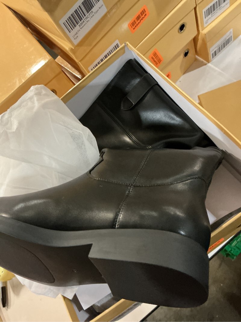 Condition photo showing New/Like New for (size 9)women's knee high boots chunky heel square toe tall boots for women low heel back zipper boots 6 black