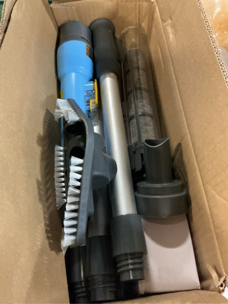 Condition photo showing Good Condition for cordless spa hot tub vacuum - handheld pool vacuum for above ground pool, lightweight stick pool cleaner with 2 brush heads, ideal for cleaning debris and sand (blue)