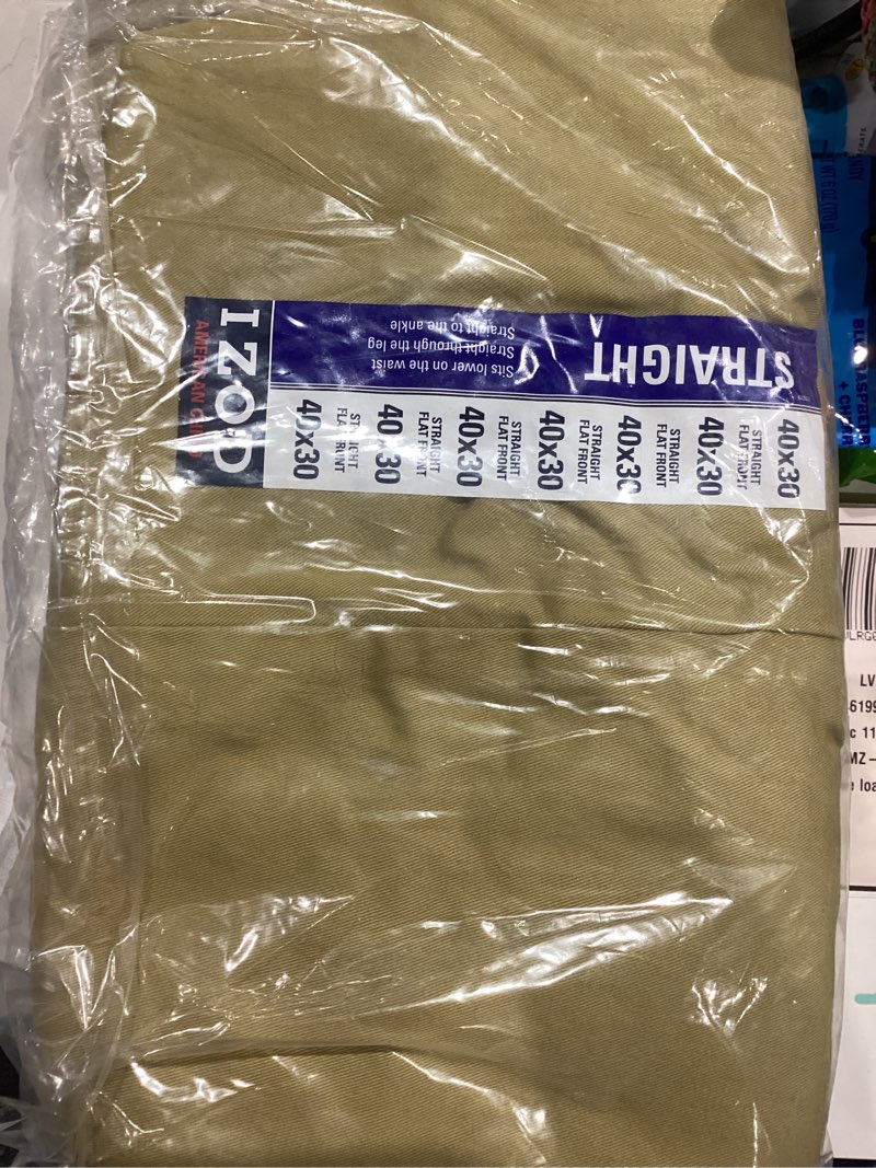 IZOD Men's American Chino Flat-Front Straight-Fit Pants, Khaki, 40W x 30L