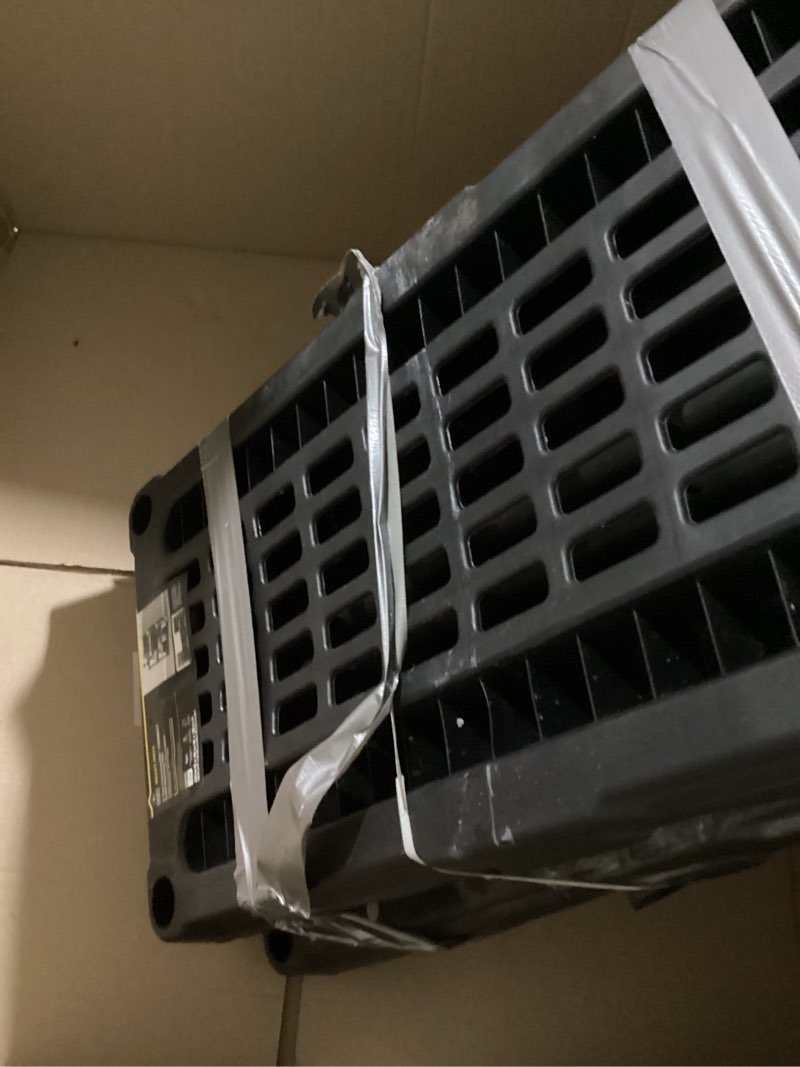 Condition photo showing As Is for project source 36-in w x 20-in d x 38-in h 3 -tier heavy duty black plastic utility shelving unit