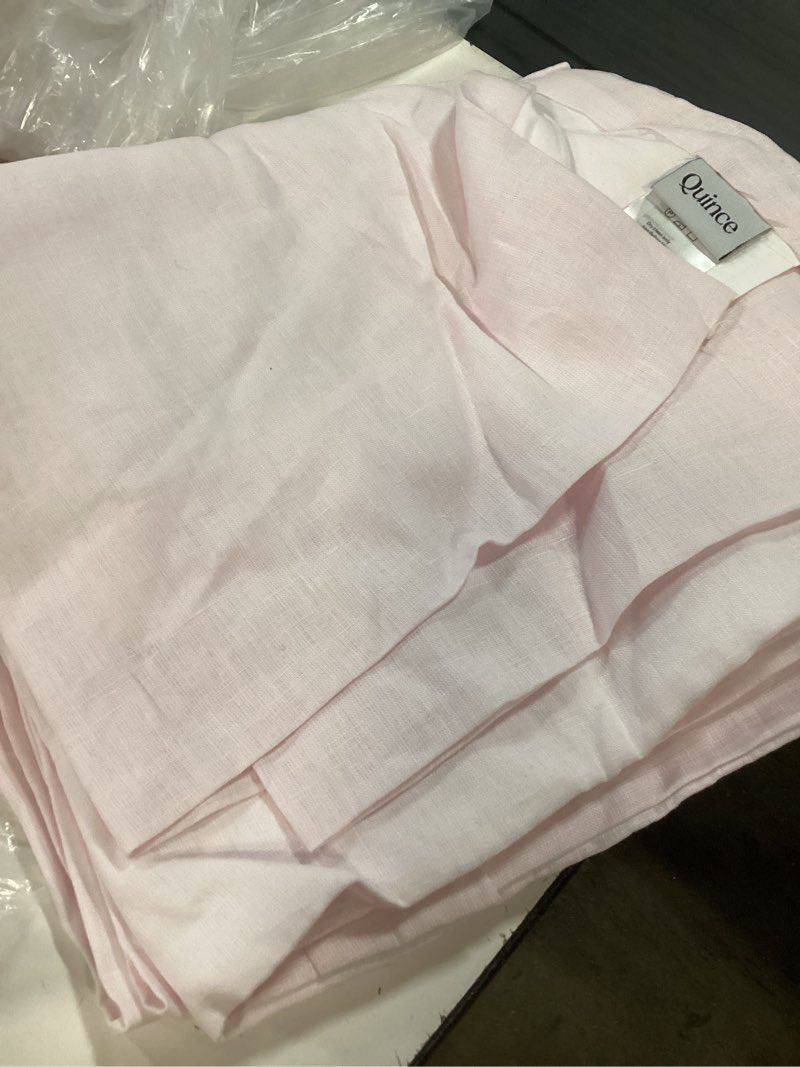 Condition photo showing Good Condition for european linen curtain - single panel, 48x120, vintage blush