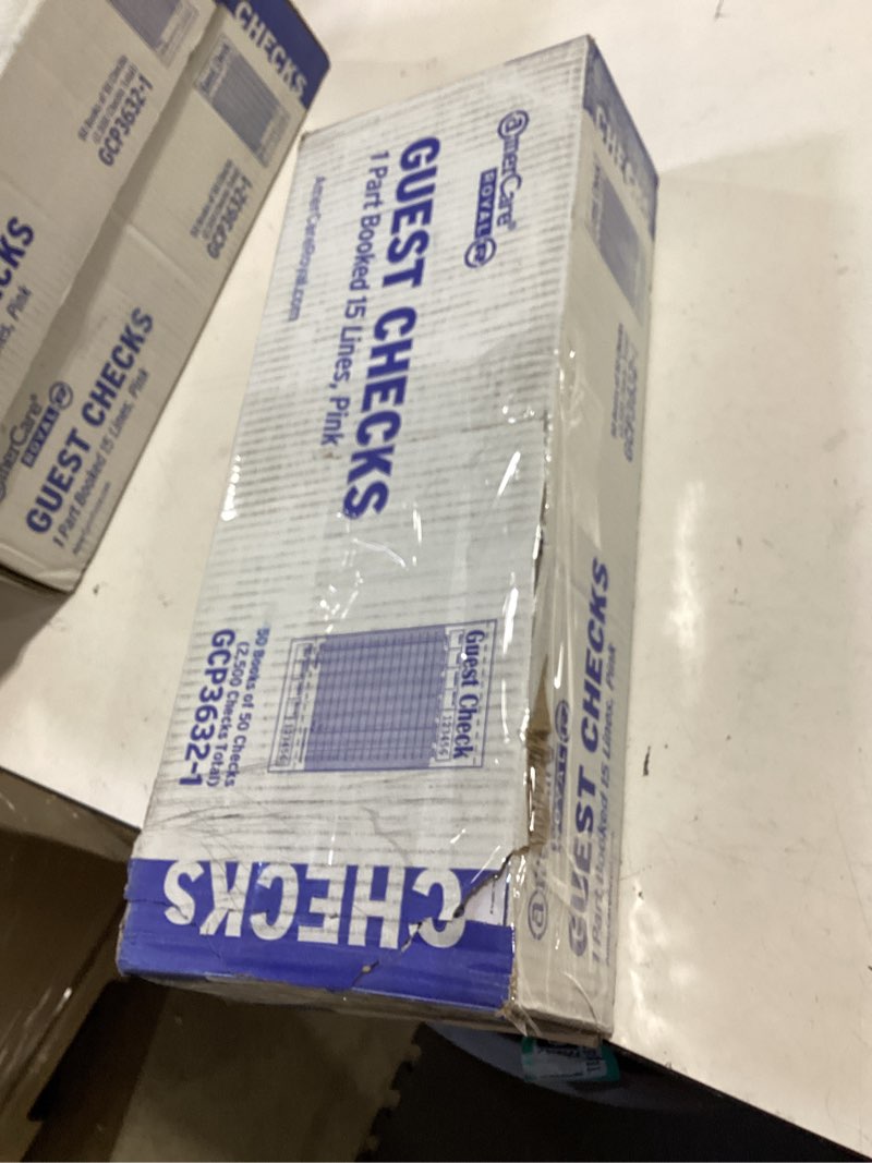 Condition photo showing Good Condition for amercare royal pink guest check paper receipt book, carbonless order book with 15 lines, 1 part booked, 2500 server notepad checks