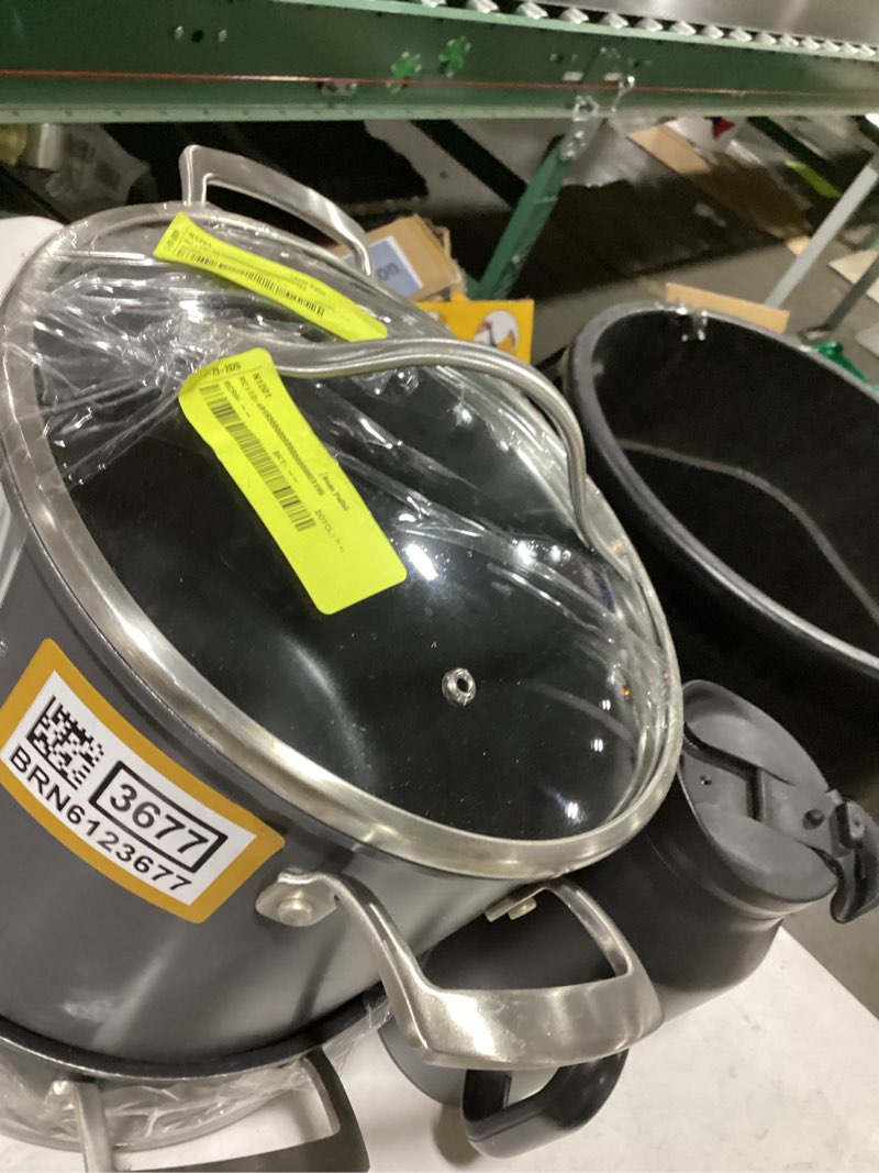 Condition photo showing As Is for 8 quart nonstick stock pot with lid - bezia ceramic large soup pot for family cooking, induction ready, stay-cool silicone handles, easy cleanup, perfect for stews, pasta & batch cooking 8 qt