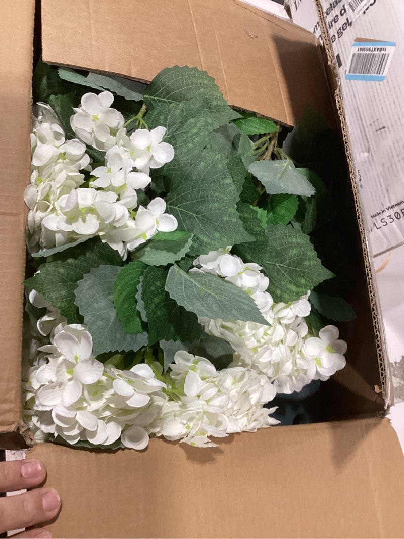 Condition photo showing Good Condition for faux hydrangea tree 30" tall (2 pack), artificial hydrangea plant in pot with white flowers, realistic hydrangea tree for indoor outdoor porch, patio, home decor