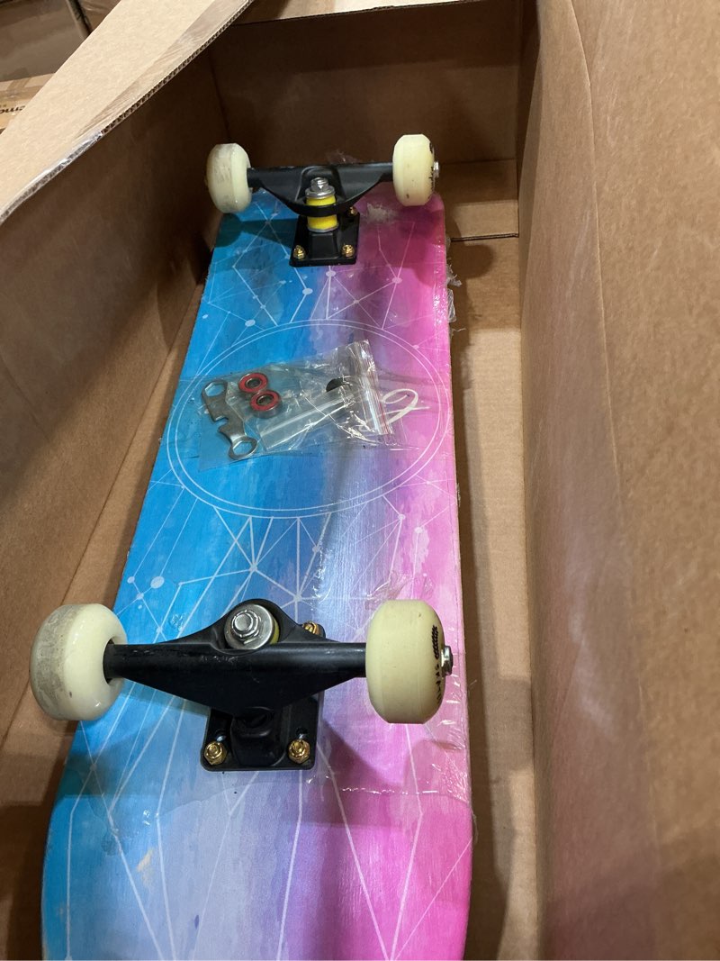 Condition photo showing As Is for skateboards-complete skateboards for beginners kids boys girls adults youth-standard skateboards 31’’x8’’ with 7 lays maple deck pro, longboard skate boards