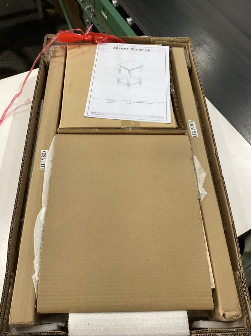 Condition photo showing New/Like New for ic international concepts, portman accent table , solid real wood, sturdy parawood,16 x 14 x 29, minimum assembly, diy, paint or stain in any color, unfinished 16 x 14 x 29 rustic
