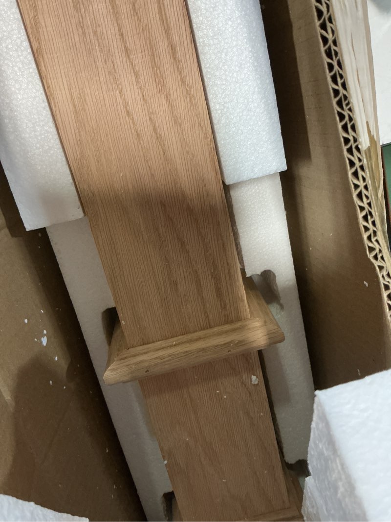 Condition photo showing Good Condition for 1 pcs 48" red oak stair newel post with 3 1/2" post and 4 1/2" sleeve, wood box newel with pedestal for staircase, plain style wood balusters interior for stair remodeling