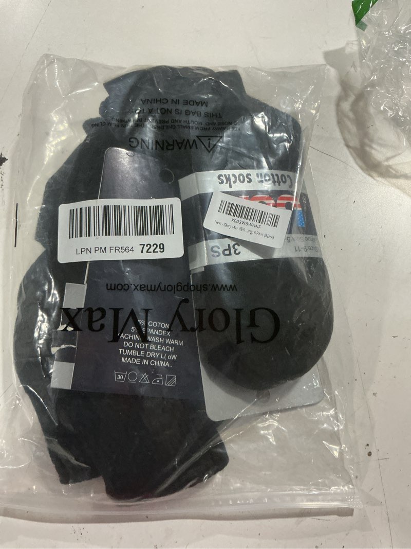 Condition photo showing Good Condition for glory max 6 pairs men cotton solid athletic ankle quarter socks with cushioning 9-11 black