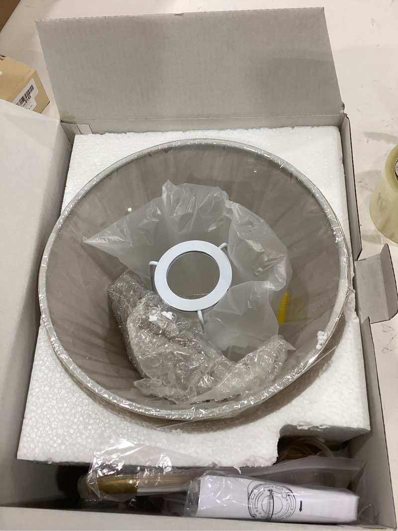 Condition photo showing Good Condition for Vintage Curved Arm Fabric Wall Sconce with Linen Cloth Shade, Hardwired Indoor Single Sconce Light Wall Mounted Lamp for Bedroom Living Room Stairs Hallway Linen 1-Light