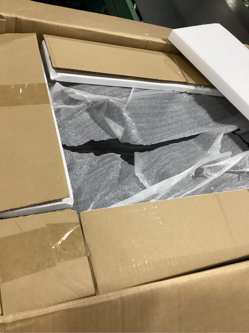 Condition photo showing Good Condition for Rattan Half Moon Shaped Small Entry Table, Console Desk with Storage for Narrow Spaces, Modern Home Decor, Cane Console Table, Solid Wood Entryway Desk with Two Doors & Brass Knobs (Black Oak) Black Oak With Brass Knobs