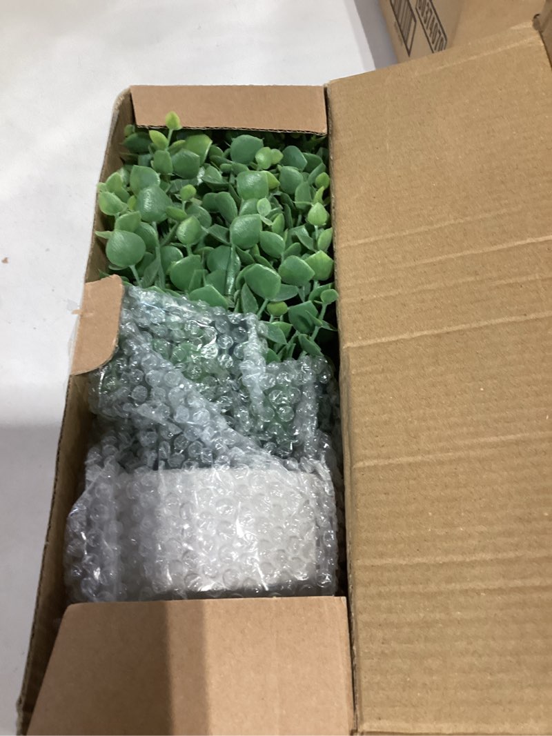 Condition photo showing Good Condition for 2 Pack Small Fake Plants 14" Eucalyptus Potted Artificial Plants for Shelf Desk Home Bathroom Farmhouse Room Coffee Table Decor (Sage Green-Large) Sage Green-large 2