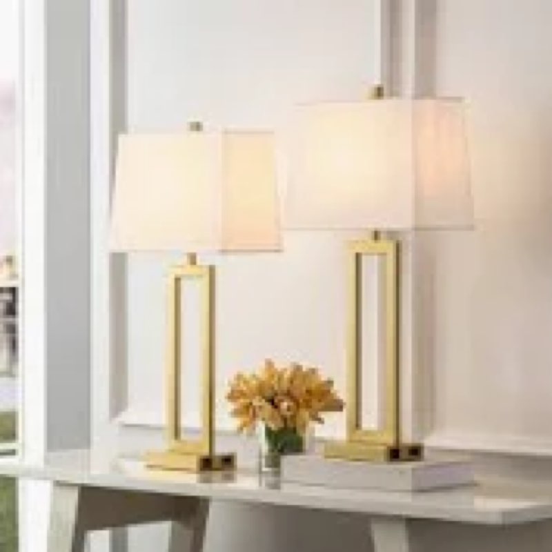 samarah 28.5" metal table lamp set with usb, type-c ports and built-in outlet