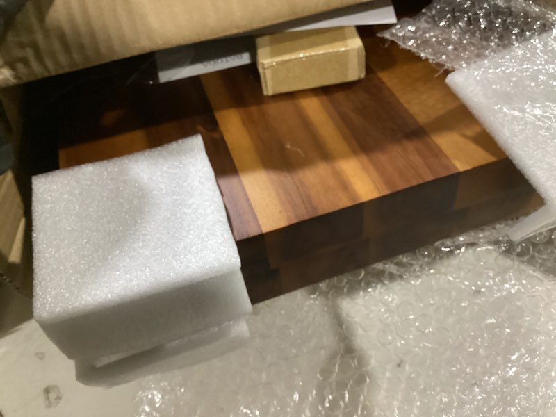 Condition photo showing Good Condition for batoda 16” x 12” acacia deep floating shelves, large extra wooden floating shelves for wall - floating book shelves, floating shelf for bedroom, bathroom - wall decor living room (hardware included) acacia color 16" x 12"