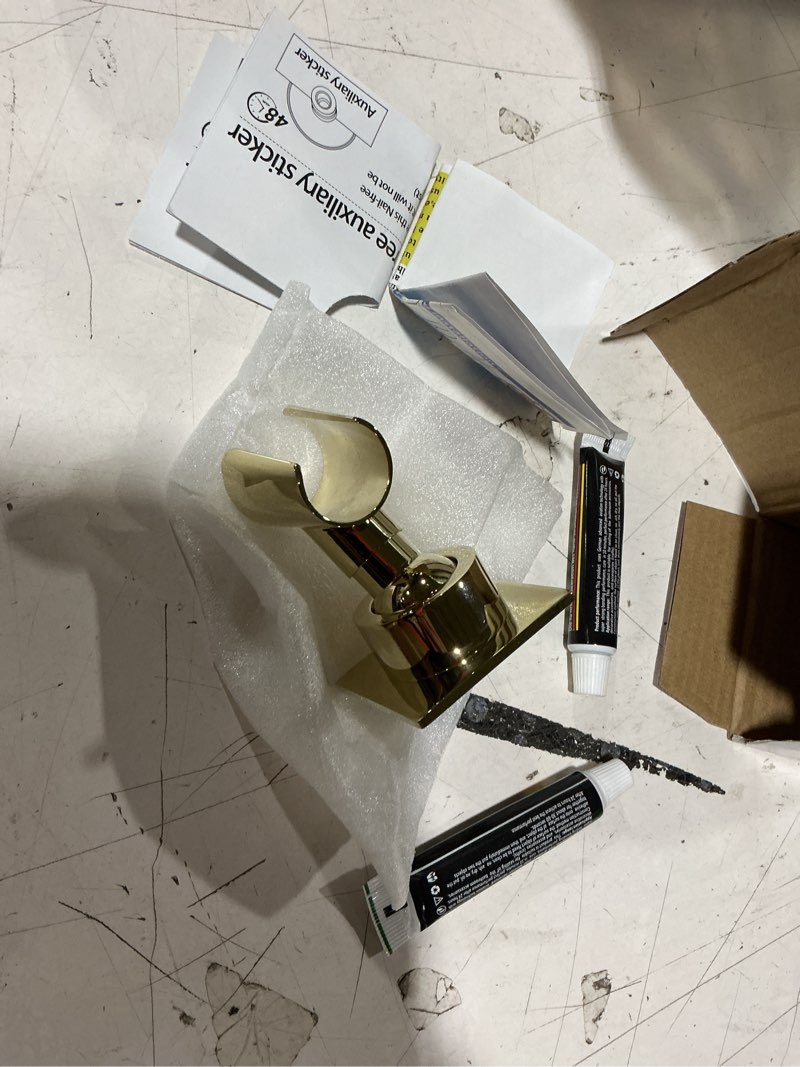 Condition photo showing Good Condition for shower head holder handheld shower wand holder adjustable shower head bracket shower wall mount holder, polished brass/gold finish, drill free glue installation polished gold