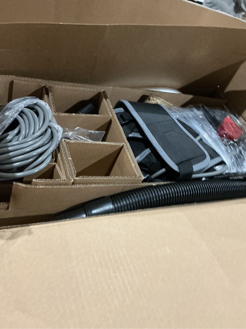 Condition photo showing As Is for sanitaire transport corded backpack vacuum, sc570a