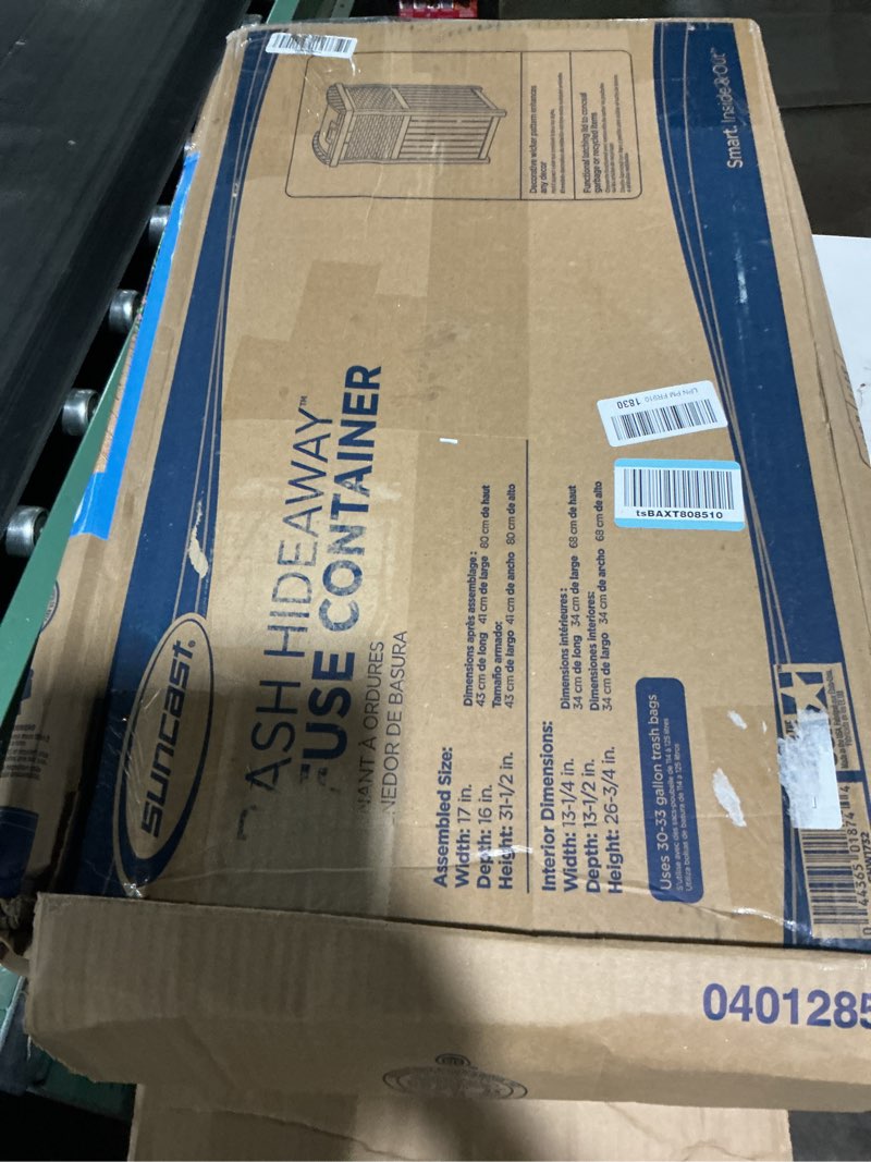 suncast 33 gallon commercial outdoor trashcan hideaway with lid for 30 to 33 gallon trash bags for g