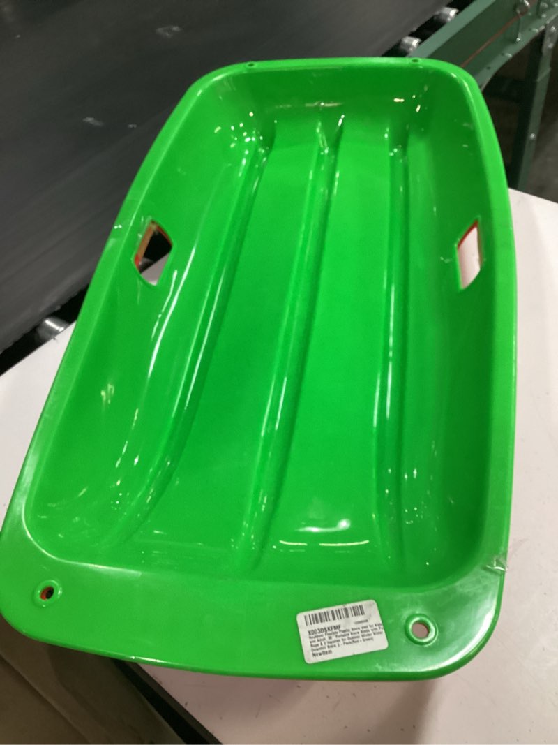 Condition photo showing Good Condition for flexible plastic snow sled for kids and adult, 35'' portable snow sleds with pull rope & 2 handles for outdoor winter slider downhill snow?2-pack(red+green)