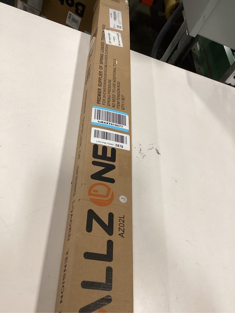 Condition photo showing New/Like New for ALLZONE Tension Curtain Rod for Window, 83-123 Inches, Heavy Duty Curtain Rods No Drilling, Non-Slip Bathroom Shower Tension Rod, Renter Friendly, Adjustable, Spring Loaded, Extra Long, White White 83-123 Inches