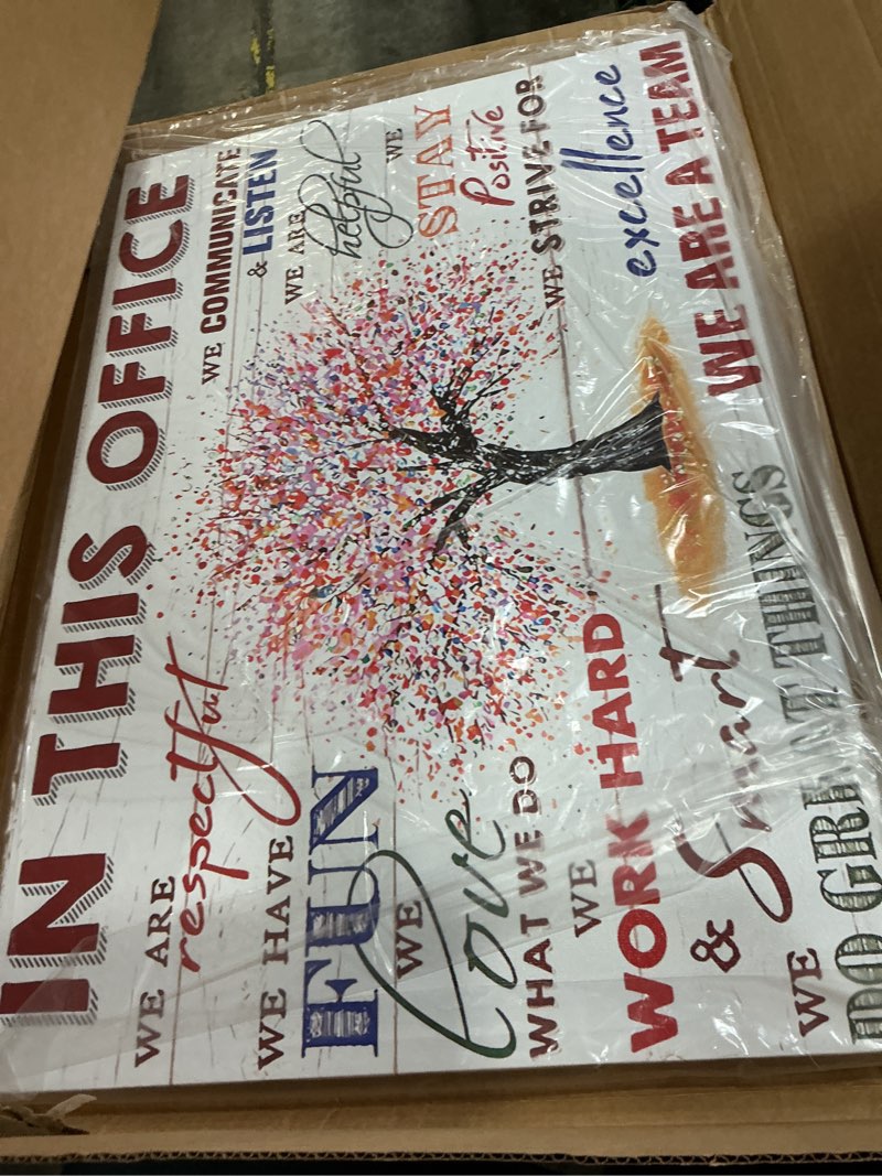 Condition photo showing Good Condition for hdxufjq office inspirational wall art in this office canvas wall decor team rules motivation positive quotes pictures prints teamwork painting for home office ready to hang(12"x16") in this office (white) 16"l x 12"w