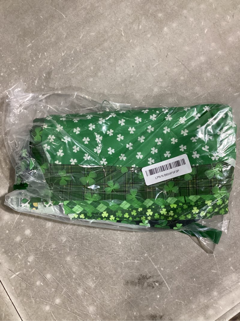 Condition photo showing New/Like New for 12 Pieces St. Patrick's Day Fabric Squares 20 x 20 Inch Precut Polyester Quilting Fabric Patchwork Green Irish Party Pattern Leprechaun Shamrock for Sewing Crafting DIY Supplies, 12 Designs