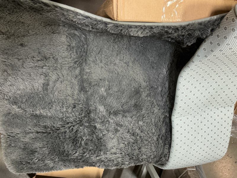 Condition photo showing As Is for large shag area rugs 5 x 8, tie-dyed plush fuzzy rugs for living room, ultra soft fluffy furry rug for bedroom, indoor carpet nursery rugs for kids room home decor, light grey tie-dyed light grey 5 x 8 ft
