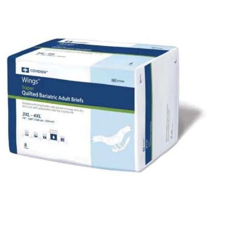 cardinal health™ quilted adult briefs, wings™ super with breatheeasy™ technology, maximum absorbency, bariatric, case of 32 bariatric case of 32