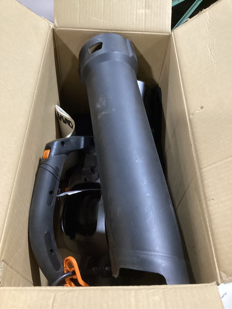 Condition photo showing As Is for WORX WG512 12 Amp Trivac, 3 in 1 Electric Leaf Blower, Leaf Vacuum & Leaf Mulcher for Lawn Care 600CFM Blower/Vac/Mulcher