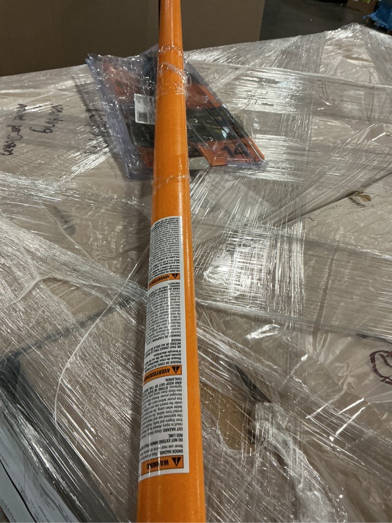 Condition photo showing As Is for powerlever 1-1/8 in. cut capacity steel saw blade 15 in. fiberglass pole 14 ft. tree pruner