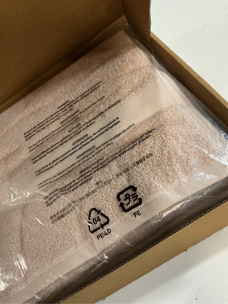 Condition photo showing New/Like New for amazon basics fade-resistant 100% cotton bath towel, 2 pack, 30"x54", blush pink bathtowel (pack of 2) blush pink