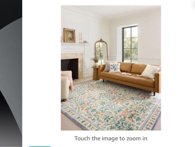 loloi rifle paper co. eden collection ede-02 mughal garden cream 5'-0" x 7'-6" area rug feat. cloudpile™