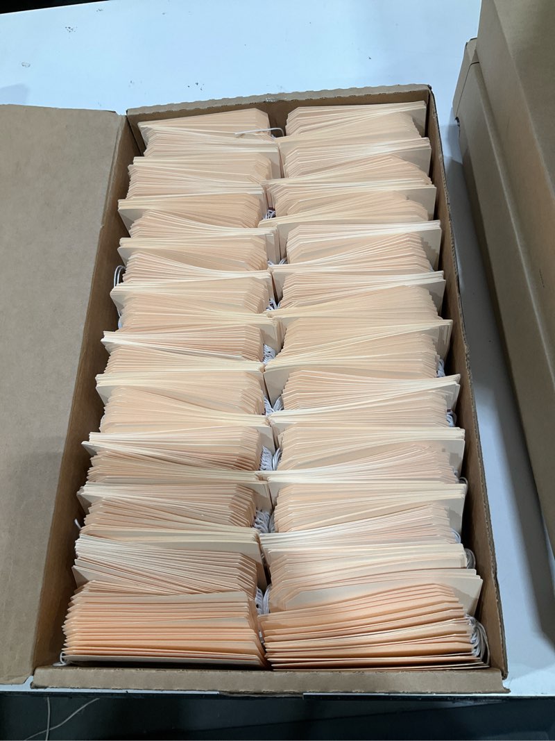 Condition photo showing Good Condition for pack of 500, manilla tags with wire ties, size-5 wire tags write on, shipping tag with wires, 4 3/4" x 2 3/8" blank tag with reinforced fiber patch