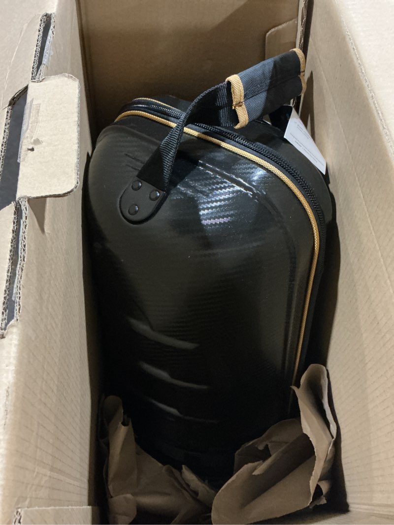 Condition photo showing Good Condition for Golf Travel Bag for Airlines with Carbon Fiber Hard Top, Protective Club Traveling Cover with Wheel, Golf Club Carrier Case for Airplanes, Thick Padding, Durable Zippers and 2 Sided Spacious Pockets Black Carbon Fiber with Gold Piping