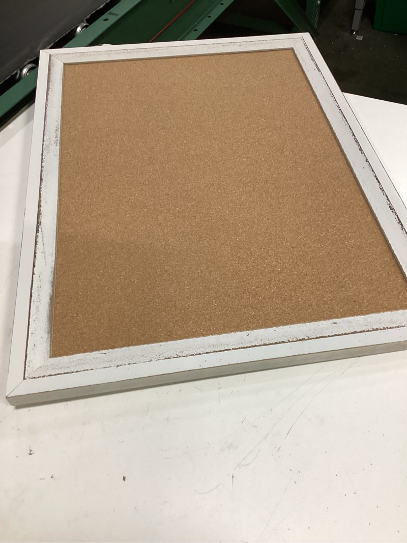 Condition photo showing Good Condition for dollar boss white cork board for wall - 24 x 18 inches, rustic wooden frame bulletin board, decorative hanging pin board for office & home decor white 24''x 18‘’