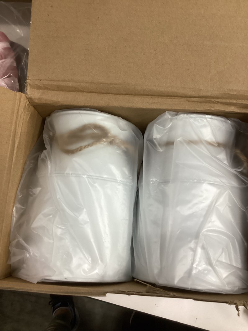 Condition photo showing New/Like New for Domensi 6 Pcs 5.12 Inch Farmhouse Metal Flower Vase Galvanized Milk Can Jug Vase with Twine Bow Rustic Flower Buckets for Floral Table Centerpiece Wedding Home Kitchen Decor (5.12 Inch,White) 5.12 Inch White 6