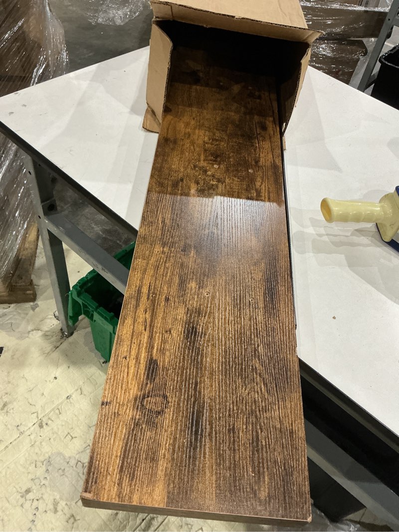 Condition photo showing As Is for qeeig floating shelves for wall 31.5" long - wall mounted shelf bathroom kitchen living room bedroom farmhouse home decor display bookshelf large 31.5 x 9.3 inch set of 2, rustic brown (008-80bn) 31.5" a. brown