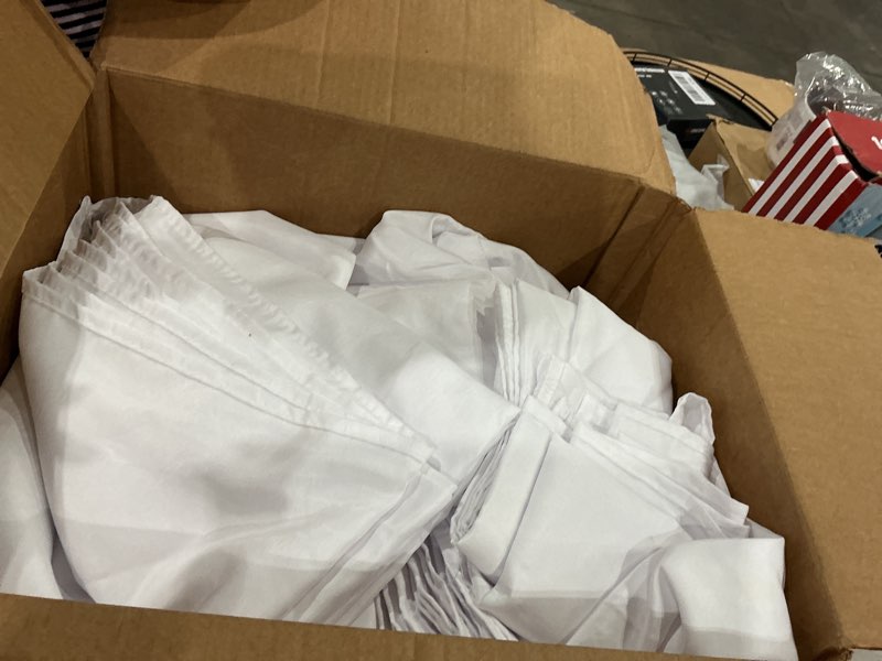 Condition photo showing As Is for sancua white tablecloths for 8 foot rectangle tables, 6 pack - 60x120 inch - washable fabric cloth table cloth for wedding, party, birthday, banquet, reusable polyester table covers white 6 pack 60x120 inch, rectangle