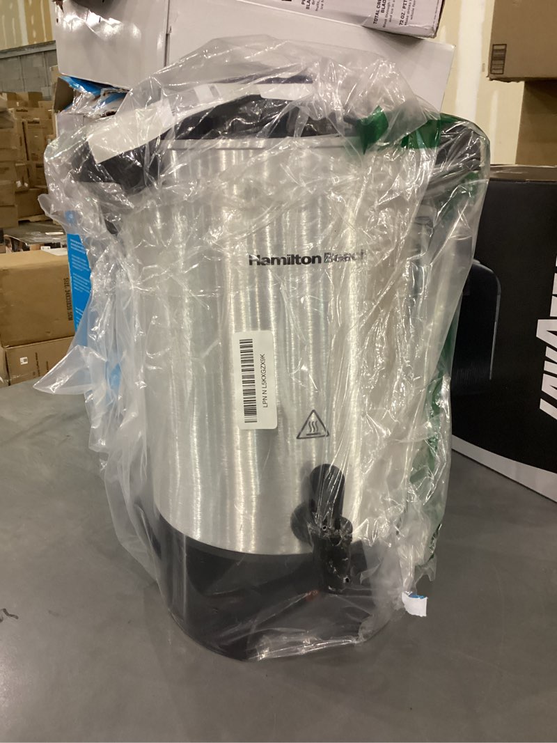 Condition photo showing As Is for Hamilton Beach 45 Cup Coffee Urn and Hot Beverage Dispenser, Silver Single-Spout