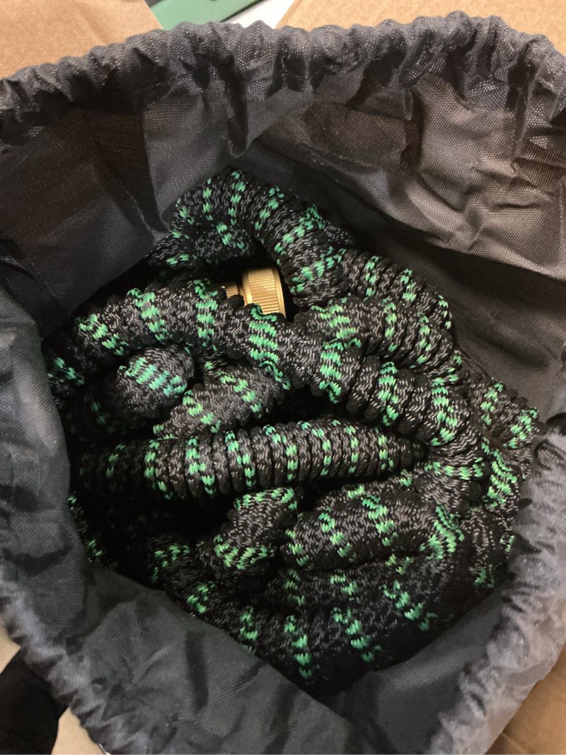 Condition photo showing Good Condition for 100 ft flexible garden hose with 10 spray nozzle-heavy duty superior strength 96d material garden hoses -5-layer pte latex core - lightweight water hoses- extra strong brass connectors garden hose 100ft blackgreen