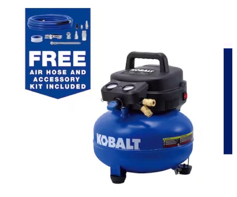 kobalt 6-gallon portable electric 150 psi pancake air compressor