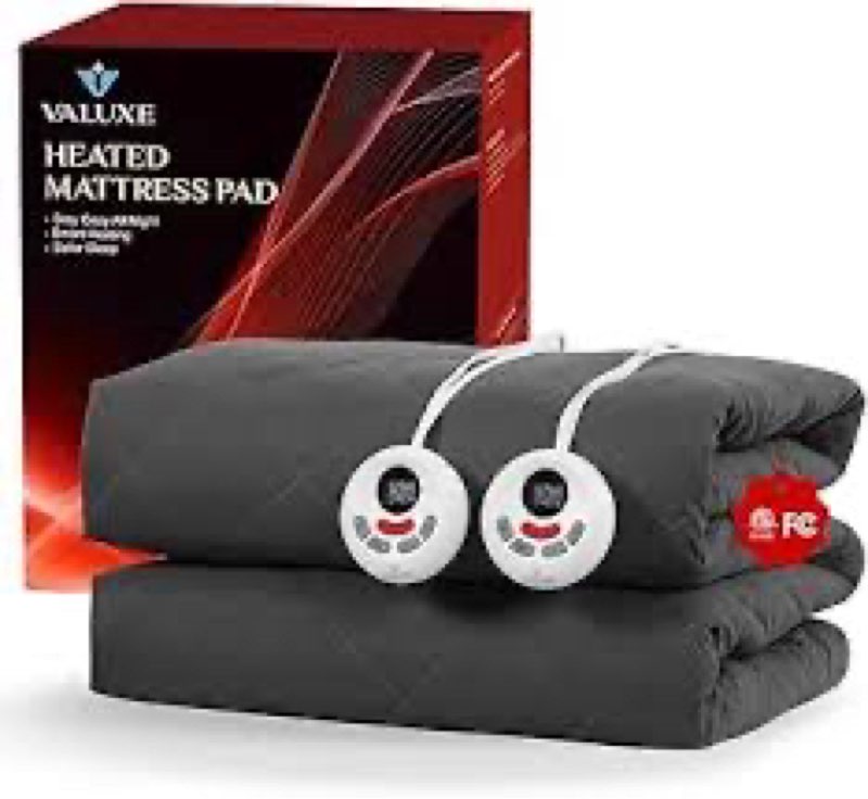 Heated Mattress Pad Underblanket Dual Controllers King Size, Bed Warmer Cover Pad with 10 Heating Levels & 9H Timer Setting, Up to 15" Deep Pocket