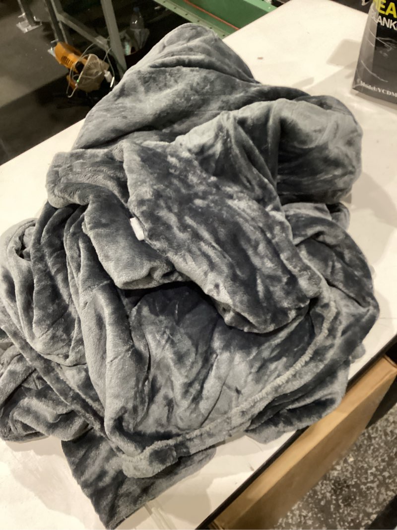Condition photo showing As Is for cozyty electric blanket queen size, super soft cozy upgraded flannel heated blanket dual control with 5 heating levels & 10 hours auto off, fast heating & overheat protection, 84" x 90", dark gray dark gray queen 84" x 90"